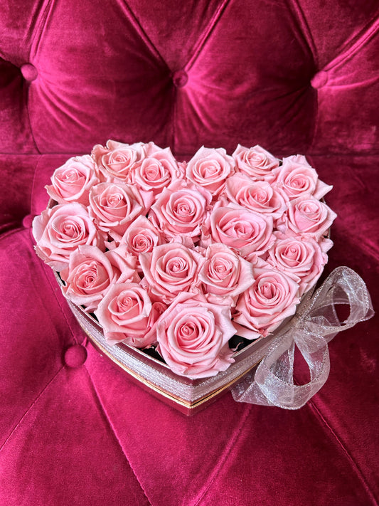Metallic Heart Shaped Rose Box
